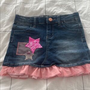 Denim Skirt with Pink Star and Tulle